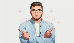 Cartoon type man using fingers to point either way trying to find out What’s the Difference Between Lawyer SEO and Lawyer SEM_